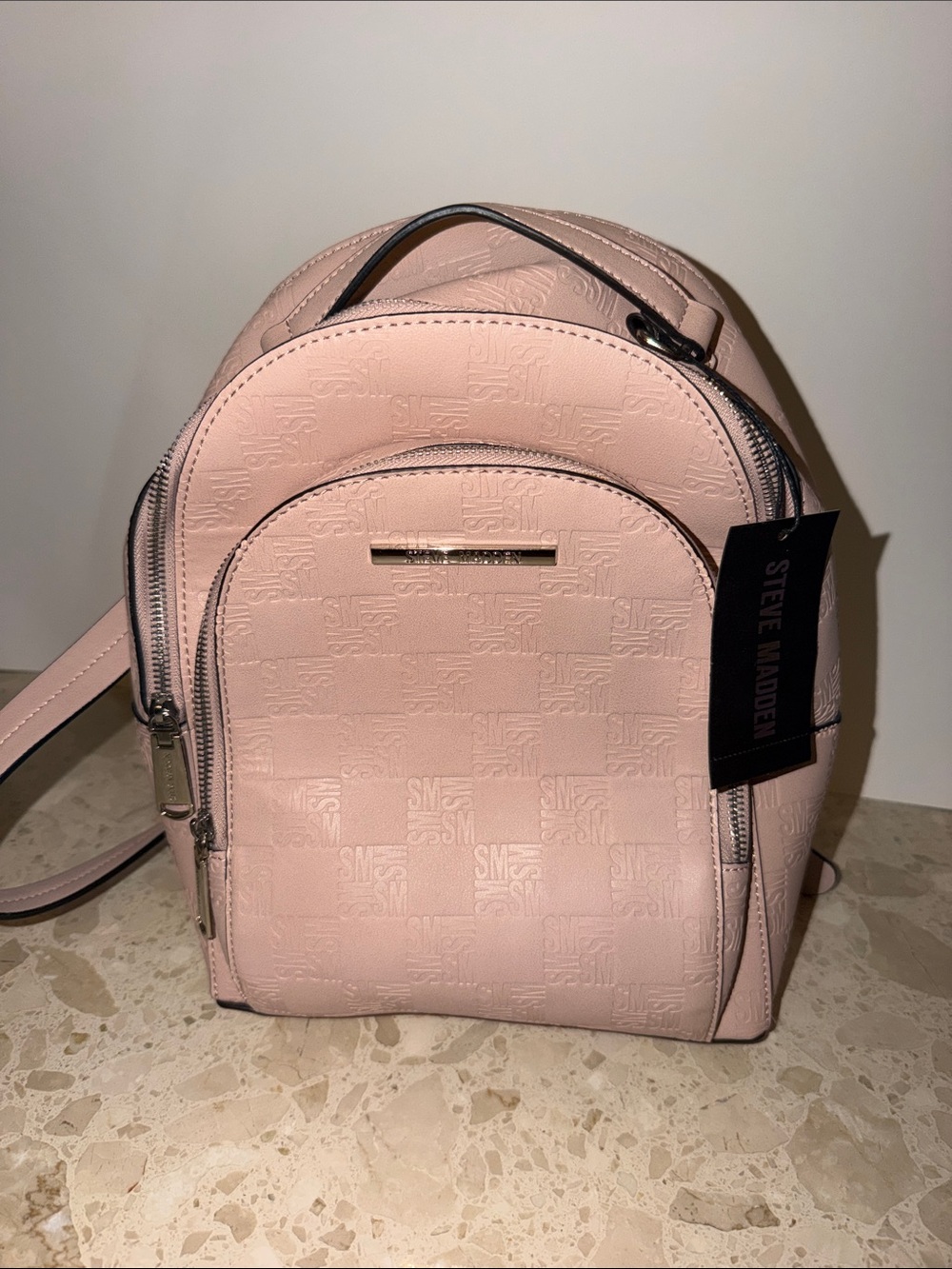 Steve Madden Pink Embossed Mini Backpack